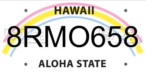 8RMO658 Hawaii License Plate