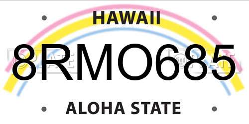 8RMO685 Hawaii License Plate
