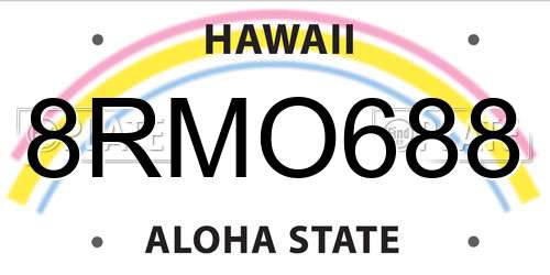 8RMO688 Hawaii License Plate