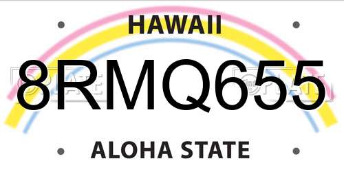 8RMQ655 Hawaii License Plate