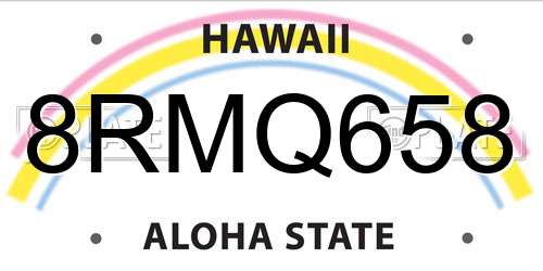 8RMQ658 Hawaii License Plate