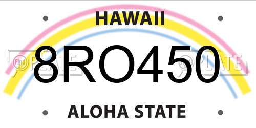 8RO450 Hawaii License Plate