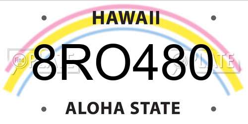 8RO480 Hawaii License Plate