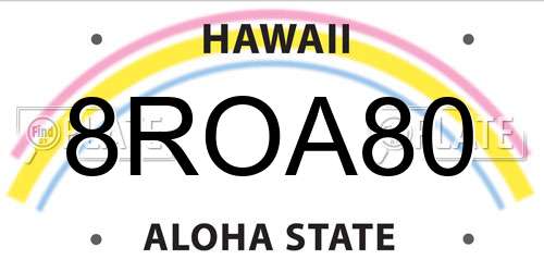 8ROA80 Hawaii License Plate