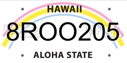 8ROO205 Hawaii License Plate