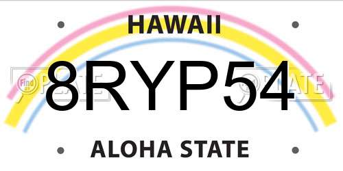8RYP54 Hawaii License Plate