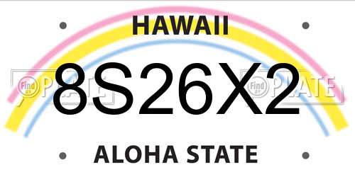 8S26X2 Hawaii License Plate
