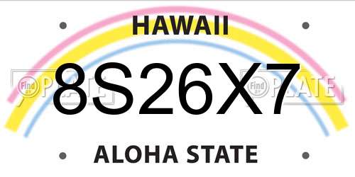 8S26X7 Hawaii License Plate