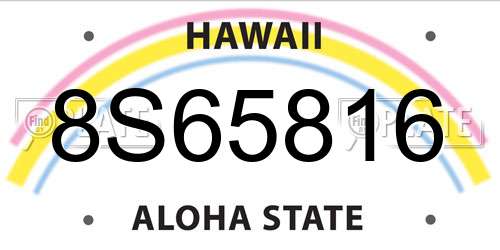 8S65816 Hawaii License Plate