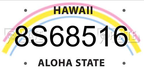 8S68516 Hawaii License Plate