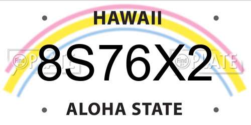 8S76X2 Hawaii License Plate