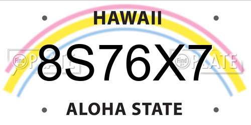 8S76X7 Hawaii License Plate