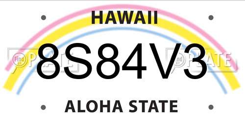 8S84V3 Hawaii License Plate