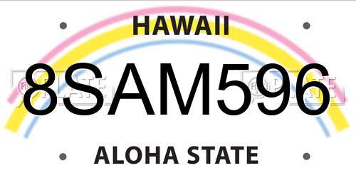 8SAM596 Hawaii License Plate