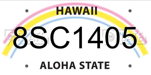 8SC1405 Hawaii License Plate