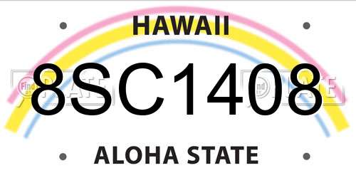8SC1408 Hawaii License Plate