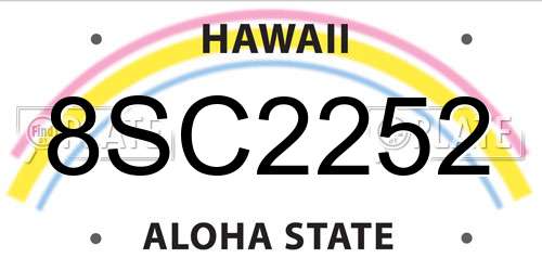 8SC2252 Hawaii License Plate