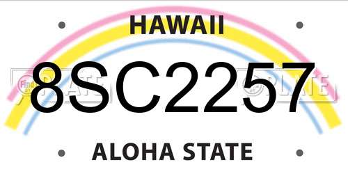8SC2257 Hawaii License Plate