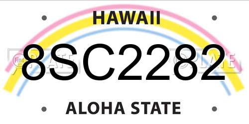 8SC2282 Hawaii License Plate
