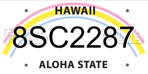 8SC2287 Hawaii License Plate
