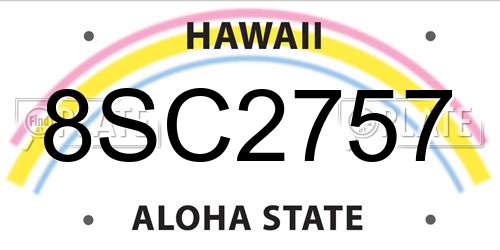 8SC2757 Hawaii License Plate