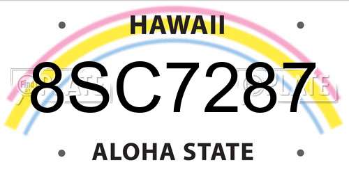 8SC7287 Hawaii License Plate