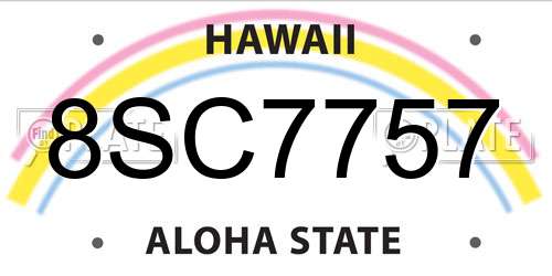 8SC7757 Hawaii License Plate