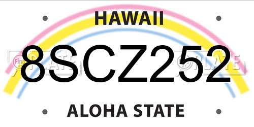 8SCZ252 Hawaii License Plate