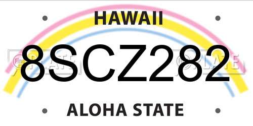8SCZ282 Hawaii License Plate