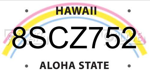8SCZ752 Hawaii License Plate