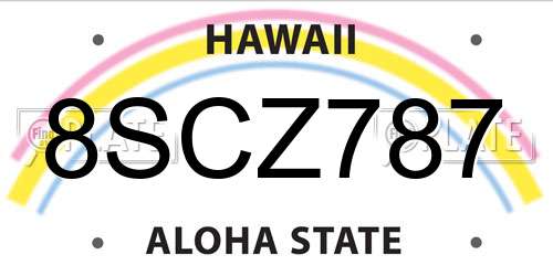 8SCZ787 Hawaii License Plate