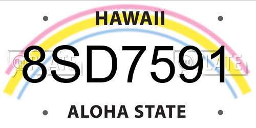 8SD7591 Hawaii License Plate