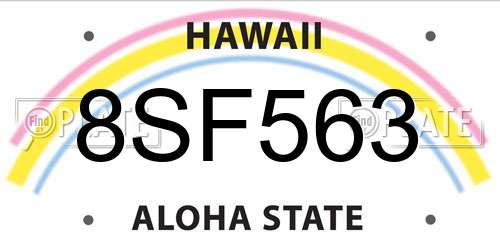 8SF563 Hawaii License Plate