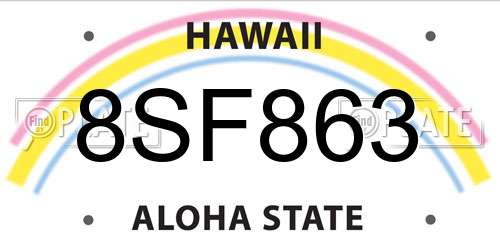 8SF863 Hawaii License Plate