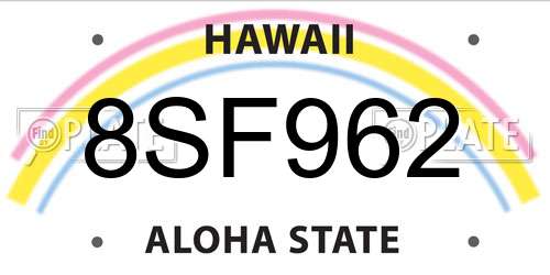 8SF962 Hawaii License Plate