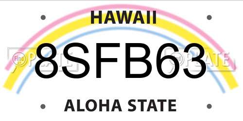 8SFB63 Hawaii License Plate