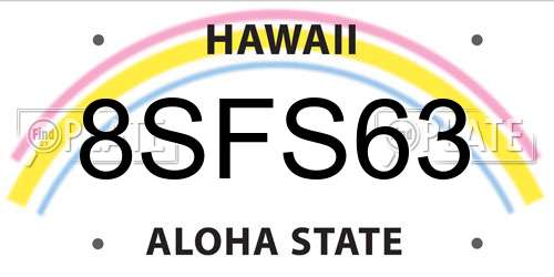 8SFS63 Hawaii License Plate