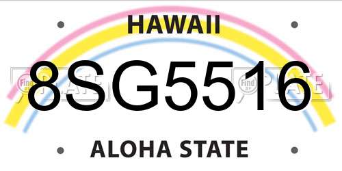 8SG5516 Hawaii License Plate
