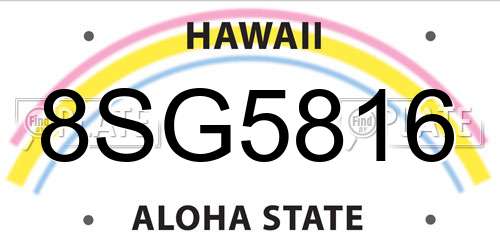 8SG5816 Hawaii License Plate