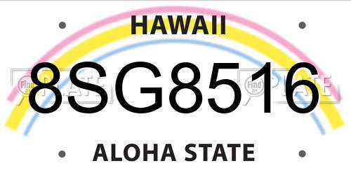 8SG8516 Hawaii License Plate