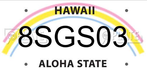 8SGS03 Hawaii License Plate
