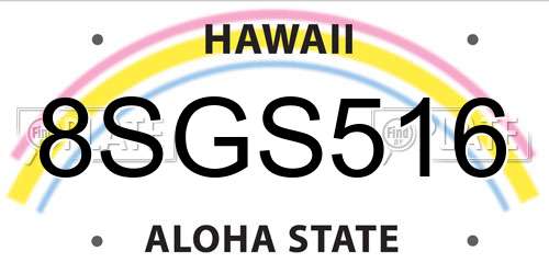 8SGS516 Hawaii License Plate