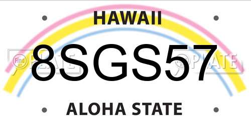 8SGS57 Hawaii License Plate
