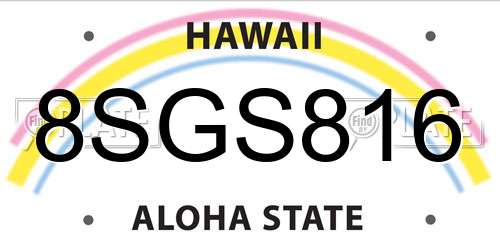 8SGS816 Hawaii License Plate