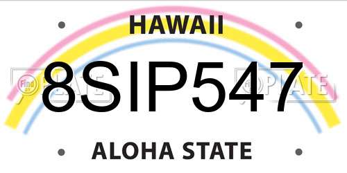 8SIP547 Hawaii License Plate