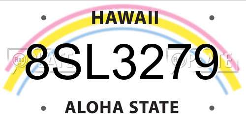 8SL3279 Hawaii License Plate
