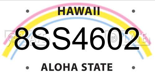 8SS4602 Hawaii License Plate