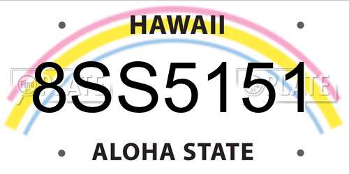 8SS5151 Hawaii License Plate