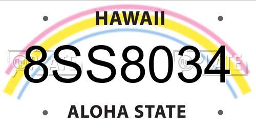 8SS8034 Hawaii License Plate