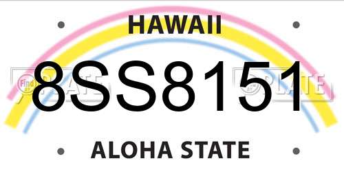 8SS8151 Hawaii License Plate
